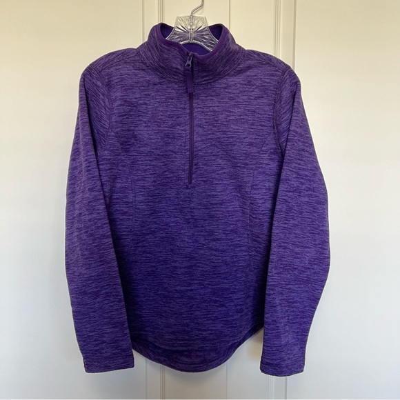 Made for Life Purple Marled Fleece Quarter Zip Long Sleeve Jacket Pullover M - Picture 2 of 13